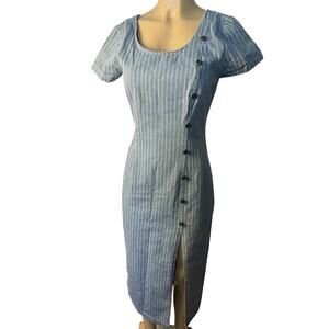 Switch Striped Denim Dress with slit Size 9